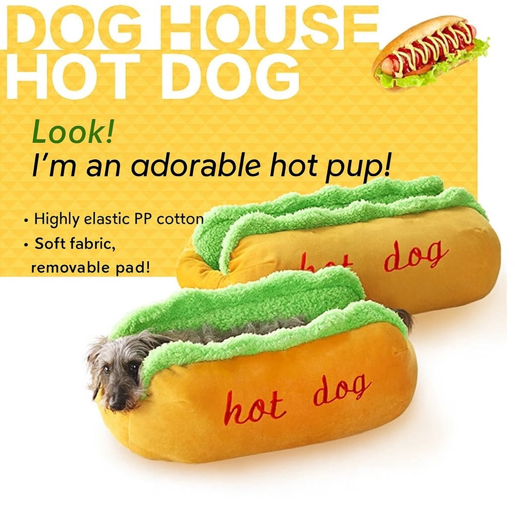 Cozy Hot Dog Shaped Dog Bed