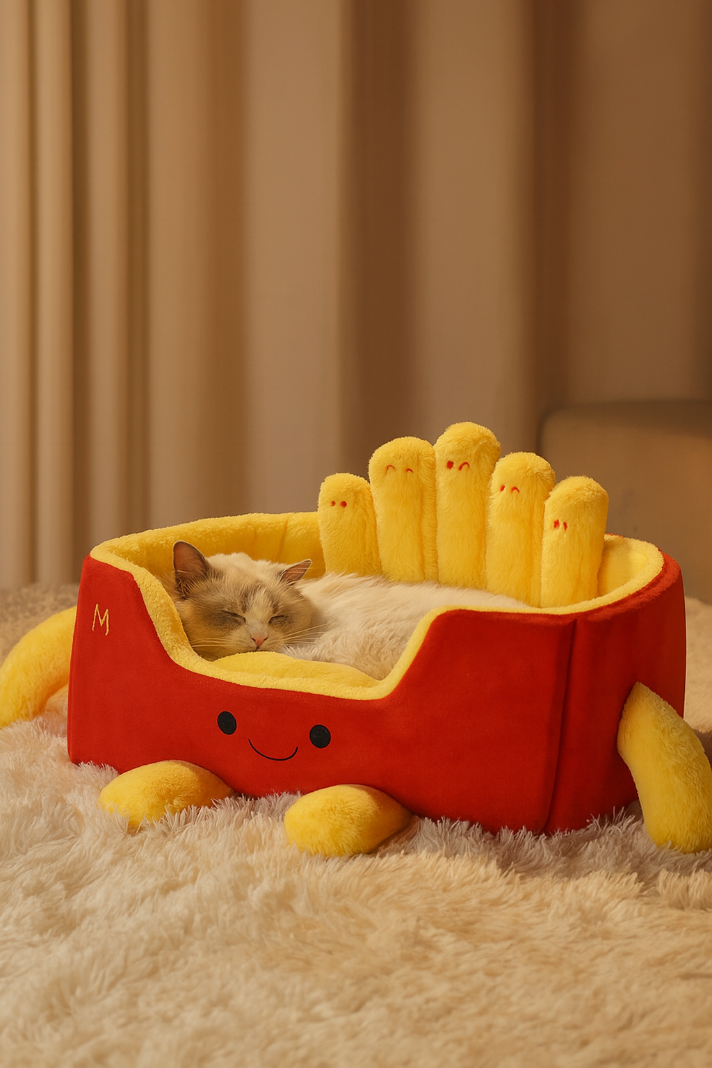 Plush French Fries Cat Bed