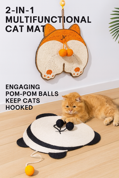 Corgi Butt Cat Scratching Mat – Hanging & Floor Sisal Pad