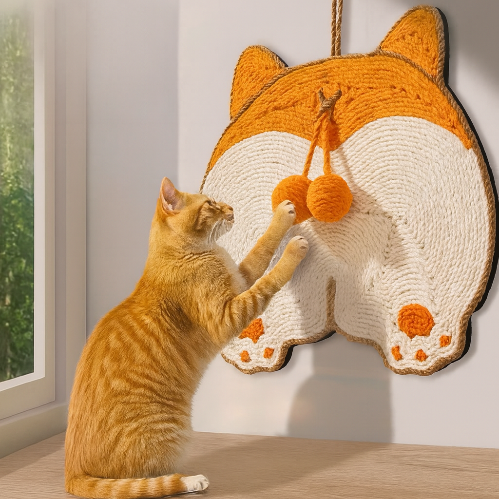 Corgi Butt Cat Scratching Mat – Hanging & Floor Sisal Pad