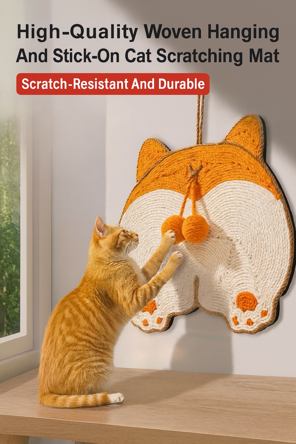 Corgi Butt Cat Scratching Mat – Hanging & Floor Sisal Pad