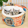 Japanese Ramen Bowl Cat Bed with Lid