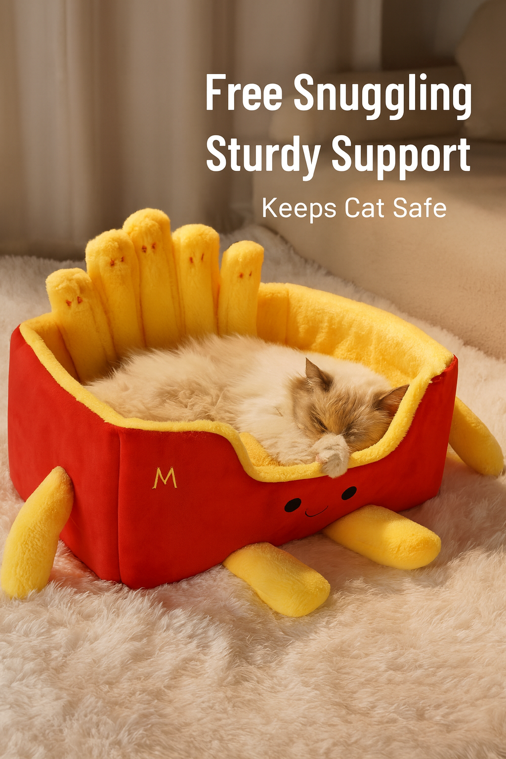 Plush French Fries Cat Bed