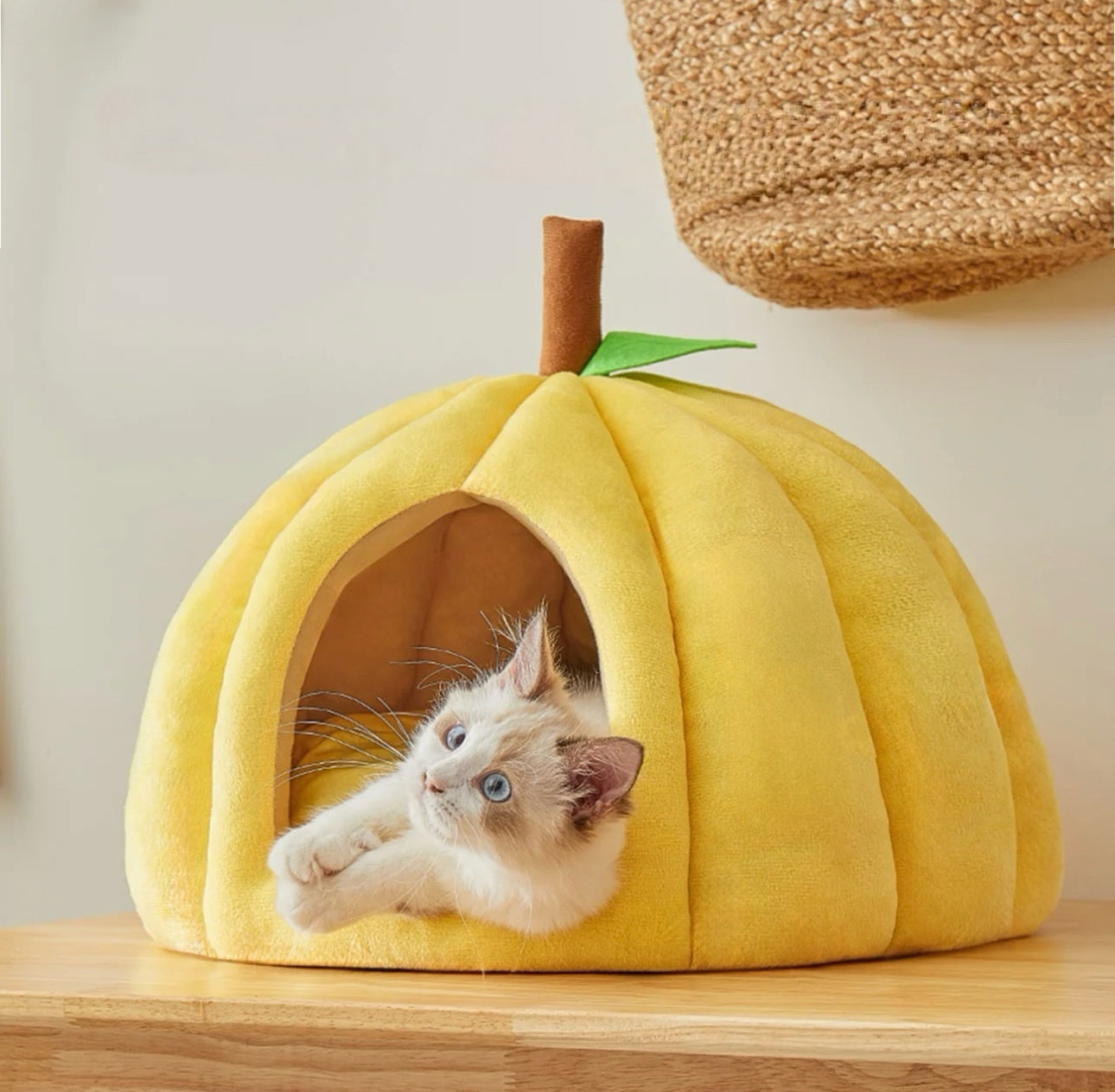 Yellow Pumpkin Pet Cave Bed