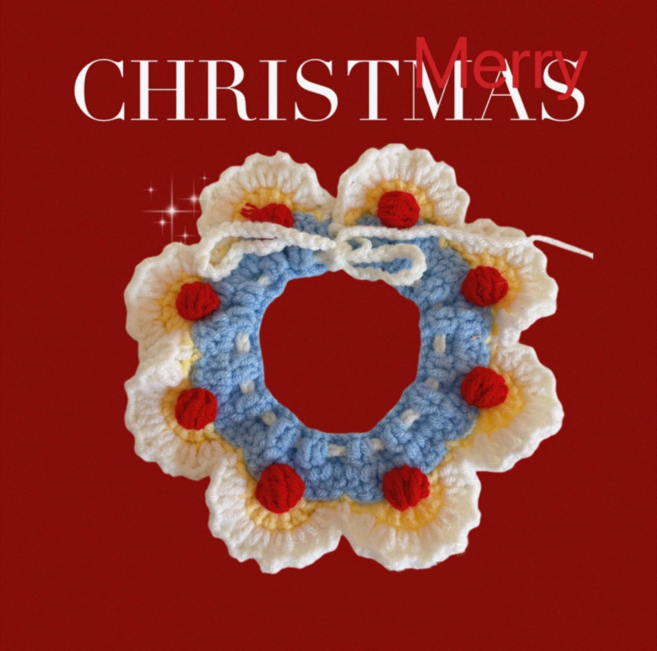 Handmade Crochet Reindeer Cat Collar