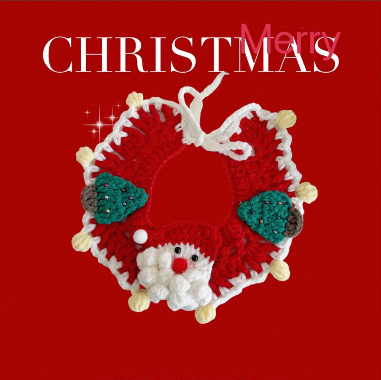 Handmade Crochet Reindeer Cat Collar